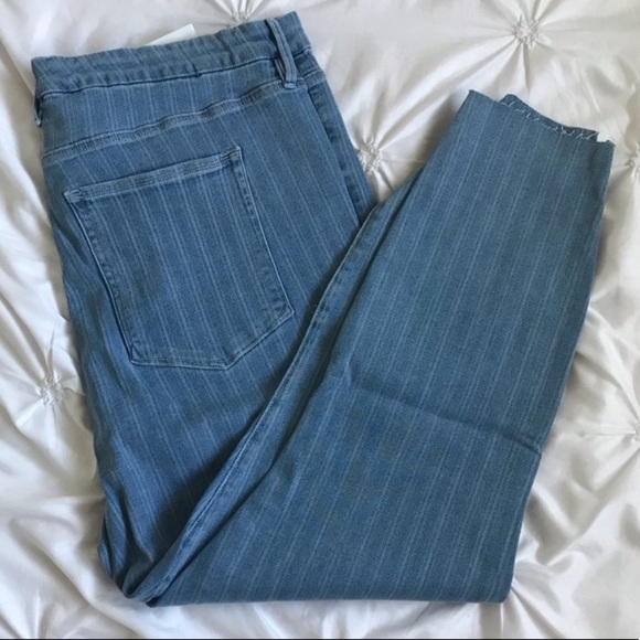Good American Plus Size 24 Cropped Skinny Raw Hem Striped Stretch Jeans new - Picture 2 of 8